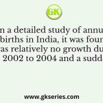 In a detailed study of annual crow births in India, it was found that there was relatively no growth during the period 2002 to 2004 and a sudden spike