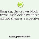 In a drilling rig, the crown block and the traveling block have three and two sheaves, respectively