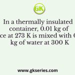 In a thermally insulated container, 0.01 kg of ice at 273 K is mixed with 0.1 kg of water at 300 K