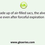 Lungs are made up of air-filled sacs, the alveoli. They do not collapse even after forceful expiration because of