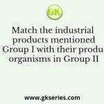 Match the industrial products mentioned in Group I with their producer organisms in Group II