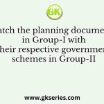 Match the planning documents in Group-I with their respective government schemes in Group-II