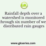 Rainfall depth over a watershed is monitored through six number of well distributed rain gauges