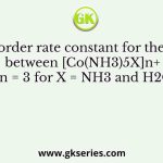 Second-order rate constant for the reaction between [Co(NH3)5X]n+ (n = 3 for X = NH3 and H2O