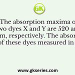 The absorption maxima of two dyes X and Y are 520 and 460 nm, respectively. The absorbance data of these dyes measured in a 1 cm