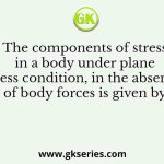 The components of stress in a body under plane stress condition, in the absence of body forces is given by