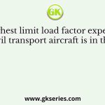 The highest limit load factor experienced by a civil transport aircraft is in the range