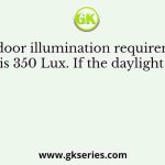 The indoor illumination requirement for a building is 350 Lux. If the daylight factor is 2.7