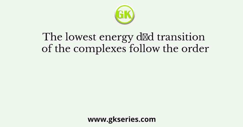 The lowest energy d→d transition of the complexes follow the order