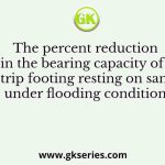 The percent reduction in the bearing capacity of a strip footing resting on sand under flooding condition