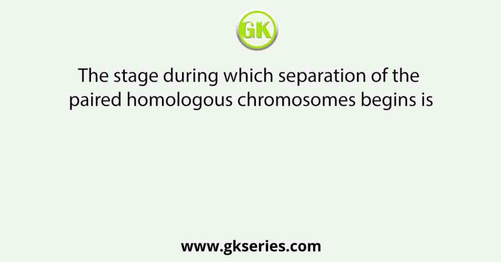 The stage during which separation of the paired homologous chromosomes begins is