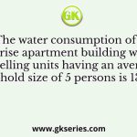 The water consumption of a high rise apartment building with 60 dwelling units having an average household size of 5 persons is 135 lpcd