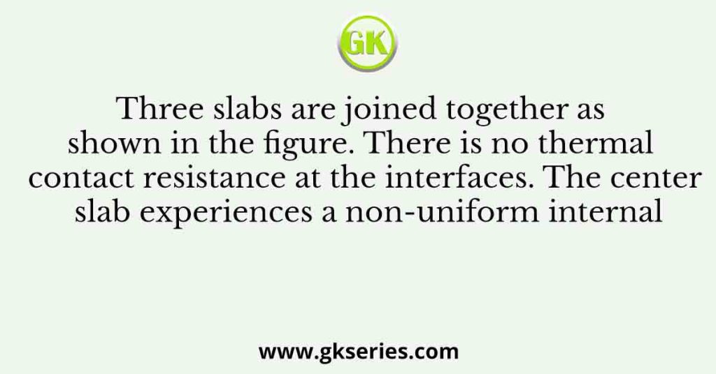 Three slabs are joined together as shown in the figure. There is no thermal contact resistance at the interfaces. The center slab experiences a non-uniform internal