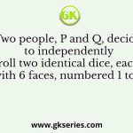 Two people, P and Q, decide to independently roll two identical dice, each with 6 faces, numbered 1 to 6