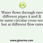 Water flows through two different pipes A and B of the same circular cross-section but at different flow rates