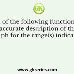 Which of the following function(s) is an accurate description of the graph for the range(s) indicated?