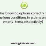 Which of the following options correctly represents the lung conditions in asthma and emphy- sema, respectively?