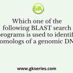 Which one of the following BLAST search programs is used to identify homologs of a genomic DNA