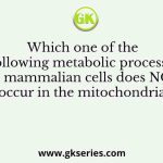 Which one of the following metabolic processes in mammalian cells does NOT occur in the mitochondria?