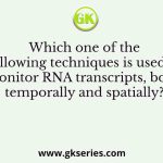 Which one of the following techniques is used to monitor RNA transcripts, both temporally and spatially?