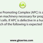 Anaphase Promoting Complex (APC) is a protein degradation machinery necessary for proper mitosis of animal cells. If APC is defective in a human cell, then which of the following is expected to occur?