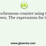 A 2-bit synchronous counter using two J-K flip flops is shown. The expressions for the inputs to