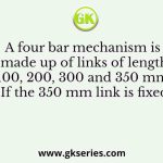 A four bar mechanism is made up of links of length 100, 200, 300 and 350 mm. If the 350 mm link is fixed