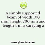 A simply supported beam of width 100 mm, height 200 mm and length 4 m is carrying a