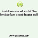 An ideal square wave with period of 20 ms shown in the figure, is passed through an ideal low