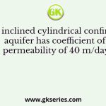 An inclined cylindrical confined aquifer has coefficient of permeability of 40 m/day