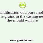 During solidification of a pure molten metal, the grains in the casting near the mould wall are