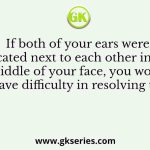 If both of your ears were located next to each other in the middle of your face, you would have difficulty in resolving the