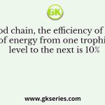 In a food chain, the efficiency of transfer of energy from one trophic level to the next is 10%