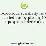 Multi-electrode resistivity survey is carried out by placing 10 equispaced electrodes