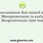 The supercontinent that existed in the late Mesoproterozoic to early Neoproterozoic time was