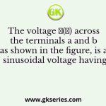 The voltage 𝑣(𝑡) across the terminals a and b as shown in the figure, is a sinusoidal voltage having