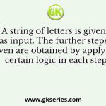 A string of letters is given as input. The further steps given are obtained by applying certain logic in each step