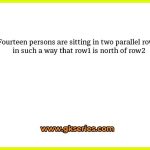 Fourteen persons are sitting in two parallel rows in such a way that row1 is north of row2