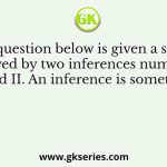 In each question below is given a statement followed by two inferences numbered I and II. An inference is something