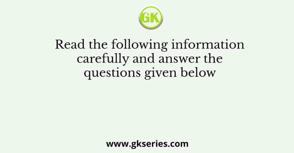 Read the following information carefully and answer the questions given below