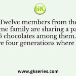 Twelve members from the same family are sharing a pack of 266 chocolates among them. There are four generations where the