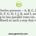 Twelve persons – A, B, C, D, E, F, G, H, I, J, K, and L are sitting in two parallel rows viz.- Row1 and Row2 in such a way that row1 is