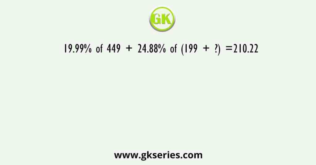 19.99% of 449 + 24.88% of (199 + ?) =210.22