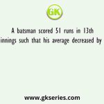 A batsman scored 51 runs in 13th innings such that his average decreased by 3