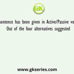 A sentence has been given in Active/Passive voice. Out of the four alternatives suggested