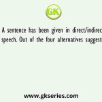 A sentence has been given in direct/indirect speech. Out of the four alternatives suggested