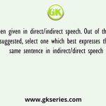 A sentence has been given in direct/indirect speech. Out of the four alternatives suggested