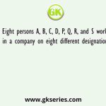 Eight persons A, B, C, D, P, Q, R, and S work in a company on eight different designations