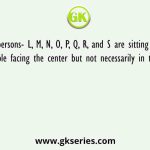 Eight persons- L, M, N, O, P, Q, R, and S are sitting around a circular table facing the center but not necessarily in the same order