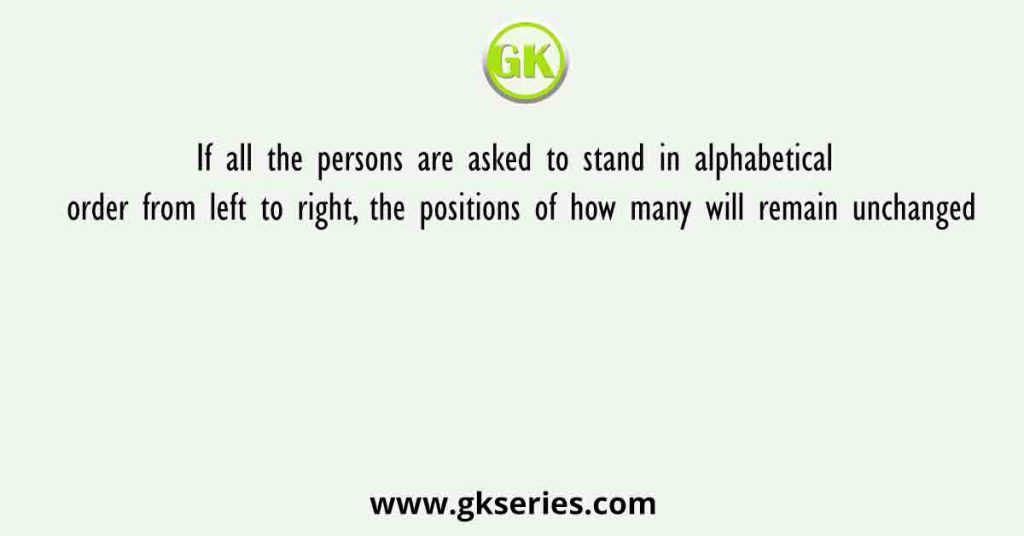If all the persons are asked to stand in alphabetical order from left to right, the positions of how many will remain unchanged